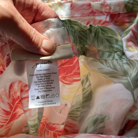 Papinelle Tropical Print Cotton Pajama set size L cropped pant - Picture 6 of 7